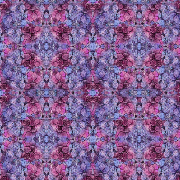 Blue hydrangea flower watercolor pattern — Stock Photo, Image