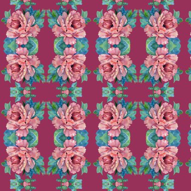 Buket bahar narin suluboya çiçek deseninin