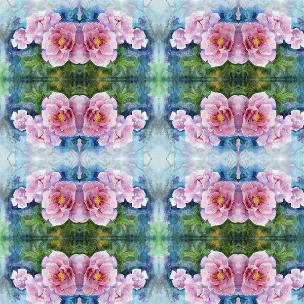 Boeket van voorjaar delicate aquarel veldboeket patroon — Stockfoto