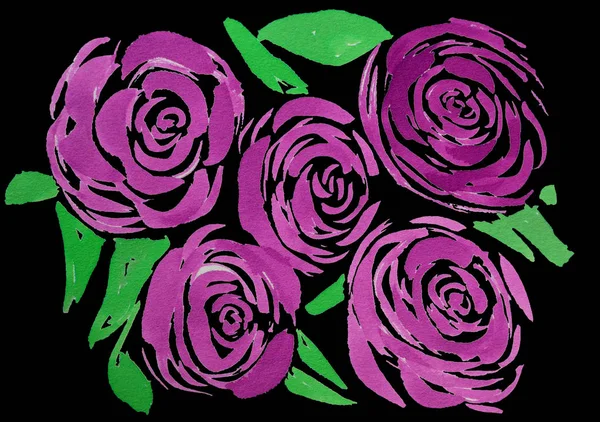 Aquarela subiu padrão floral, flores delicadas, rosa flores rosas — Fotografia de Stock
