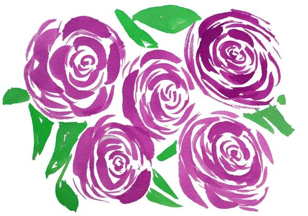 Aquarelle rose motif floral, fleurs délicates, roses Roses fleurs — Photo