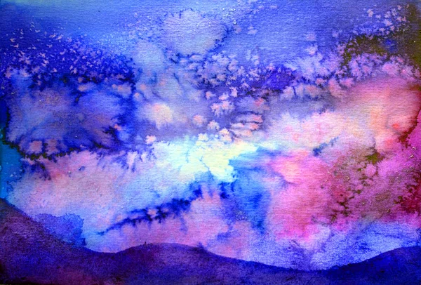 Backgroung akvarell csobbanás egy éjszakai égbolt meditáció — Stock Fotó