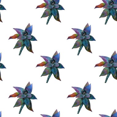 Beyaz arka planda sulu boya el çizimi desenleri. İçerideki bitki sulu.