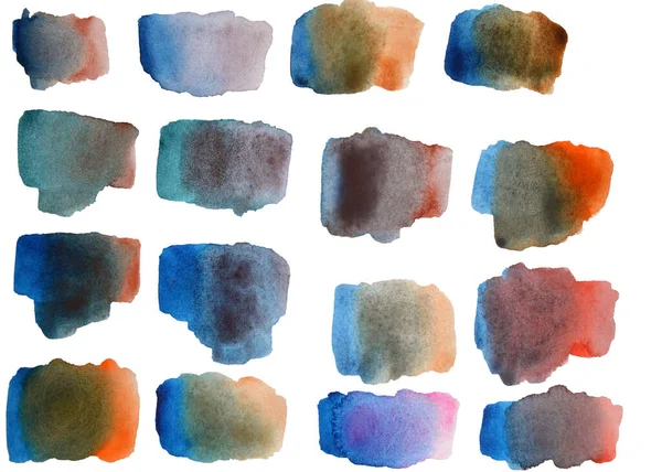 Blue and red watercolor spots gradients mixtures Stock Image