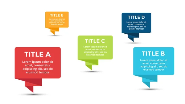 Bandeiras vetoriais modelo infográfico. Adesivos apresentação slide. Infográficos de conceito de rótulos de negócios. 5 opções, peças, etapas, processos . —  Vetores de Stock