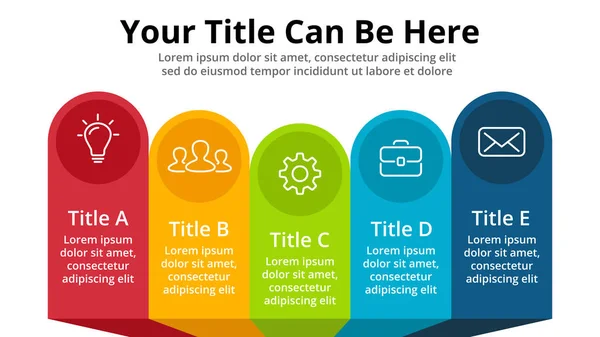 Wektor banery infografikę szablonu. Naklejki na slajdzie prezentacji. Infografiki koncepcja etykiety biznesu. 5 Opcje, części, czynności, procesów. — Wektor stockowy