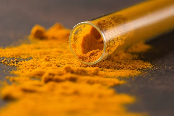 Raw Fresh Organic Dried Ground Turmeric Selective Focus — Stock Photo, Image