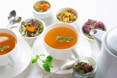 bitkisel çay, beyaz arka plan fincan