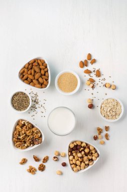 Vegan fındık süt ve malzemeler