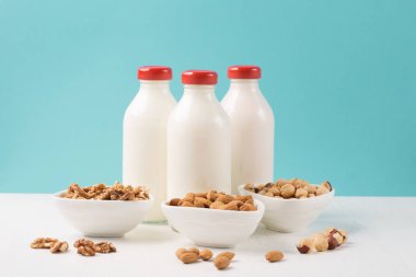 Vegan fındık süt ve malzemeler