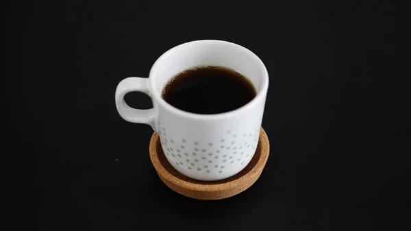 Une Tasse Café Sur Fond Noir — Photo