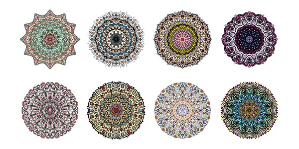 Uppsättning Blomma Mandala Vintage Dekorativa Element Orientalisk Mönster Vektor Illustration — Stock vektor