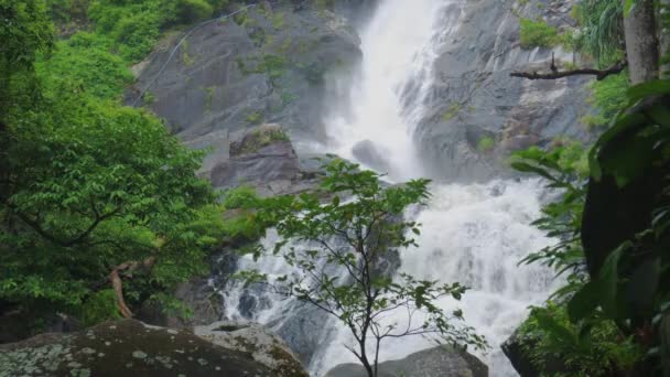 Ton Plew Şelalesi Tayland Amphur Rattaphum Songkhla Yeşil Ağaçla Birlikte — Stok video