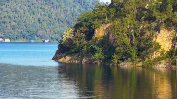 Mountain Water Ripple Reflection Srinakarin Dam Thailand — Stock Video