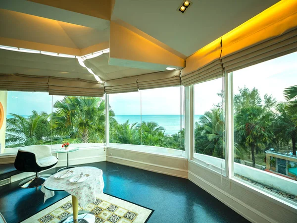 Tayland Resort Otel Odasının Dışındaki Ağaç Deniz Manzaralı Lüks Oda — Stok fotoğraf