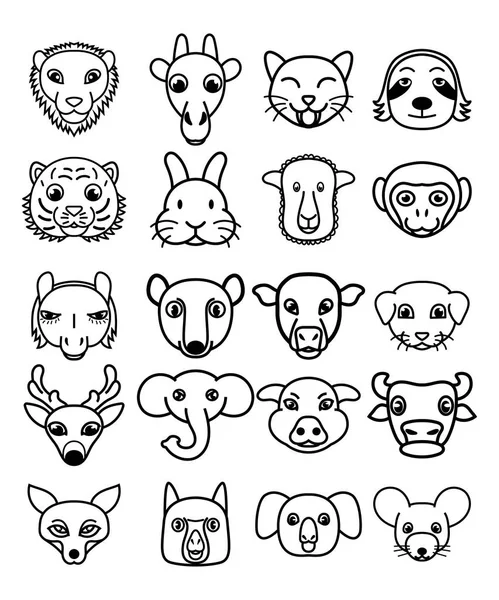 Vector set of cute kawaii cartoon animals. — Stock Vector