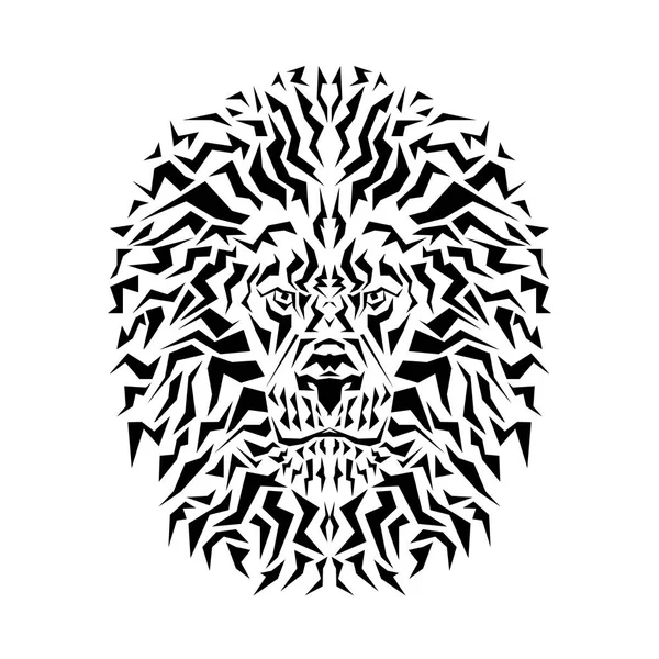 Bianco e nero di testa di leone su bianco — Vettoriale Stock