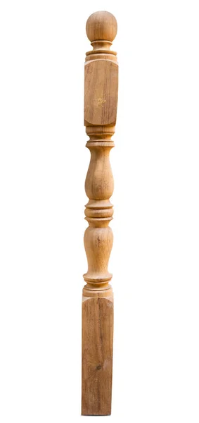 Lathe and carving teak pole isolated on white background. — Stock Photo, Image