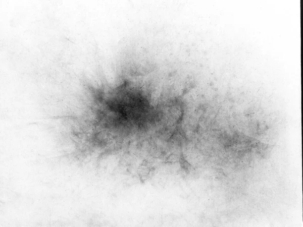 Trace of black smoke on white canvas.