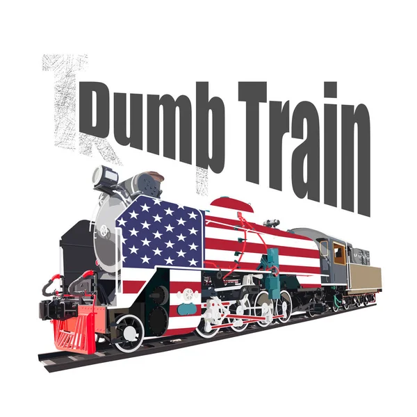 Dumb Train Wordplay Trump Train Steam Locomotive Flag Isolated White — 스톡 벡터
