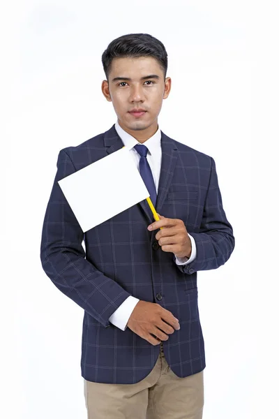 Aziatische jonge knappe Business man geïsoleerd op witte achtergrond met Kopieer ruimte — Stockfoto