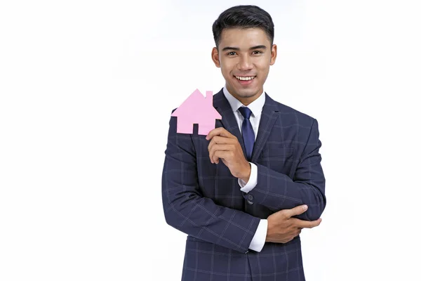 Aziatische jonge knappe Business man geïsoleerd op witte achtergrond met Kopieer ruimte — Stockfoto