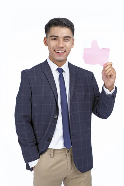 Asiático joven guapo hombre de negocios aislado sobre fondo blanco con espacio de copia —  Fotos de Stock