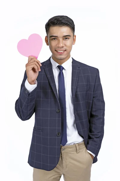 Asian young handsome business man isolated on white background with copy space — Stock Photo, Image