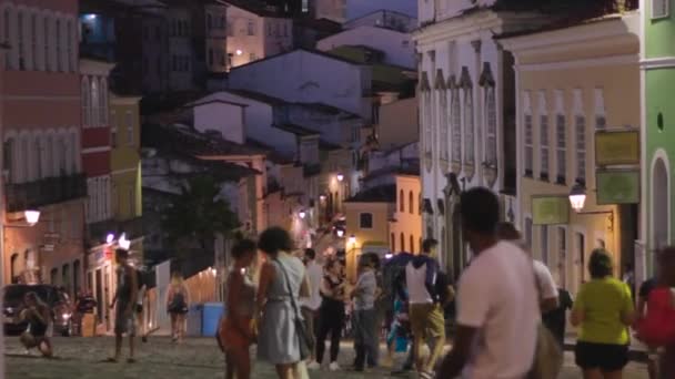 Pelourinho นเพ อนบ านในเม องซ ลวาดอร องหลวงของร ฐบาเล บราซ คนเด — วีดีโอสต็อก
