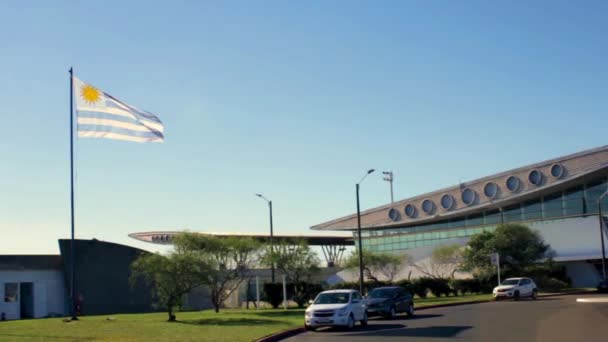 Punta Del Este Airport Maldonado Uruguay Flag Uruguay Flames North — Stock Video