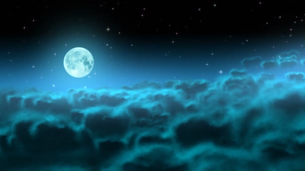 Lune sur la nuit nuages boucle 