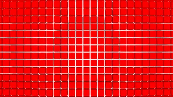 Rode Driedimensionale Kubussen Beweging Achtergrond Wave Patroon Animatie — Stockvideo