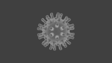 Üç boyutlu koronavirüs gri arkaplanda döner. Covid 19. Sars-CoV-2.