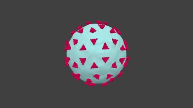 Üç boyutlu koronavirüs gri arkaplanda döner. Covid 19. Sars-CoV-2.