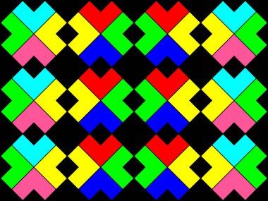 Geometric shape pattern background illustration vector. Colorful angle bracket, arrow angle, chevron repeating pattern on black background.