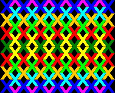 Siyah arkaplan çizim vektörü üzerinde tekrarlanan renkli X harfleri.