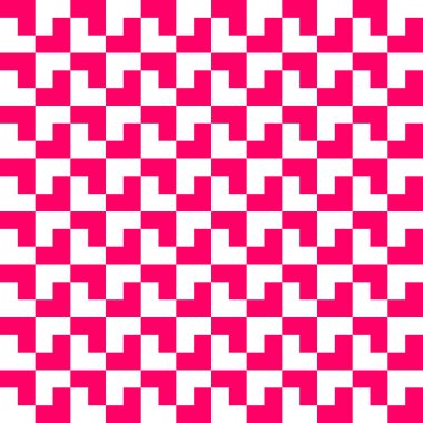 Soyut geometrik şekil şablon arkaplan çizim vektörü. Pembe ve beyaz açı parantezi, ok açısı tekrar eden desen. Duvar ve zemin seramik kiremit deseni.