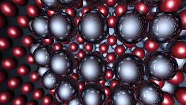 Atomlar Küre Kırmızı Topları Metal — Stok video