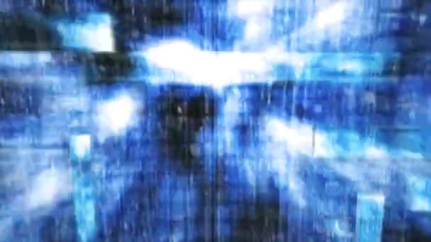 Luces Efectos Cubos Azul Abstracto — Vídeo de stock