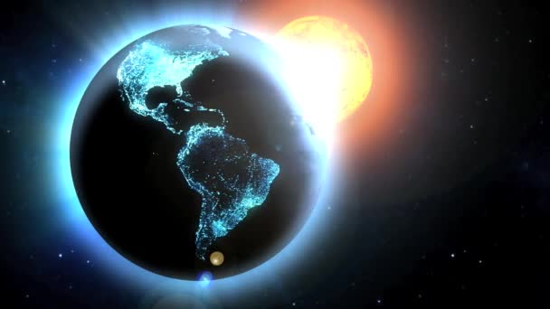 Wereld Planeet Zon Ruimte Sterren — Stockvideo
