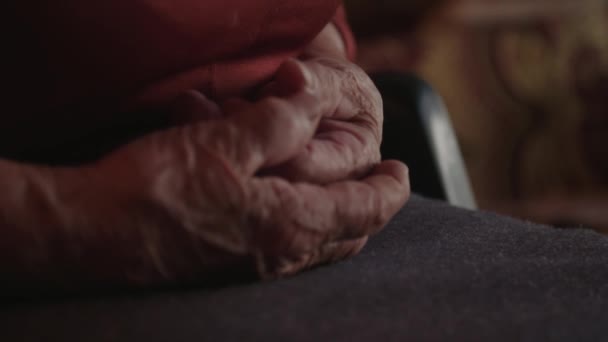 Old Womans Wrinkled Skin — Stock Video