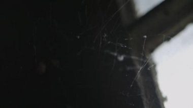 Örümcek ağları olan bir evde eski pencere