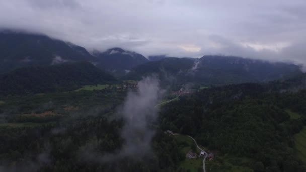 Drone Shot Mountain Fog Clouds — Stock Video