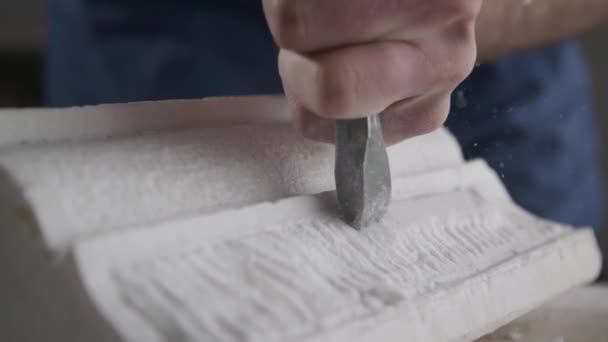 Sten Skulptur Carving Med Maskin — Stockvideo