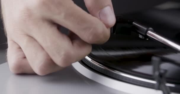 Dropping Needle Spinning Vinyl Record Player — Stock Video