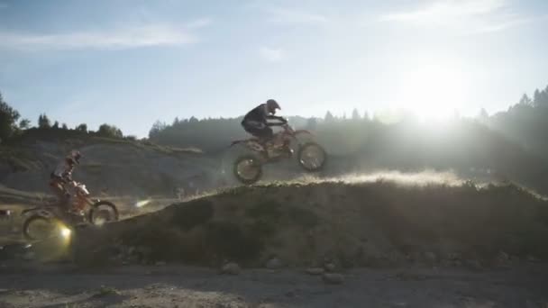 Treinamento Motocross Pôr Sol — Vídeo de Stock