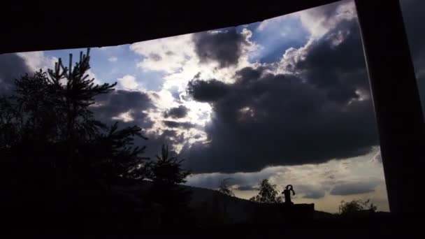 Timelapse Σύννεφα Από Παράθυρο — Αρχείο Βίντεο