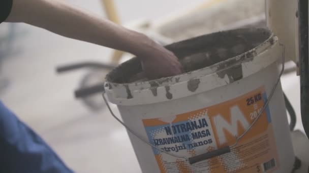 Colocando Concreto Fresco Espalhador Espátulas — Vídeo de Stock