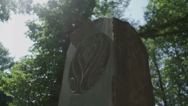Каменная Статуя Лесу — стоковое видео