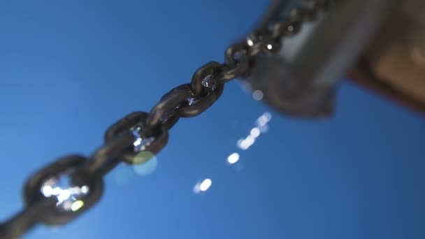 Water Drops Falling Running Rain Chain — Stock Video